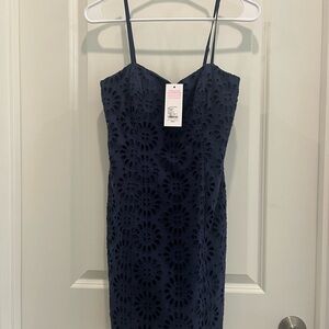 Lilly Pulitzer Dark Blue/Navy Floral Cutout Mini Dress -Size 0.  NWT